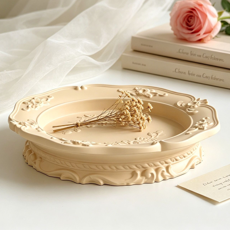 Coaster Mold Round - Cetakan Silikon Renda Barok Vintage yang