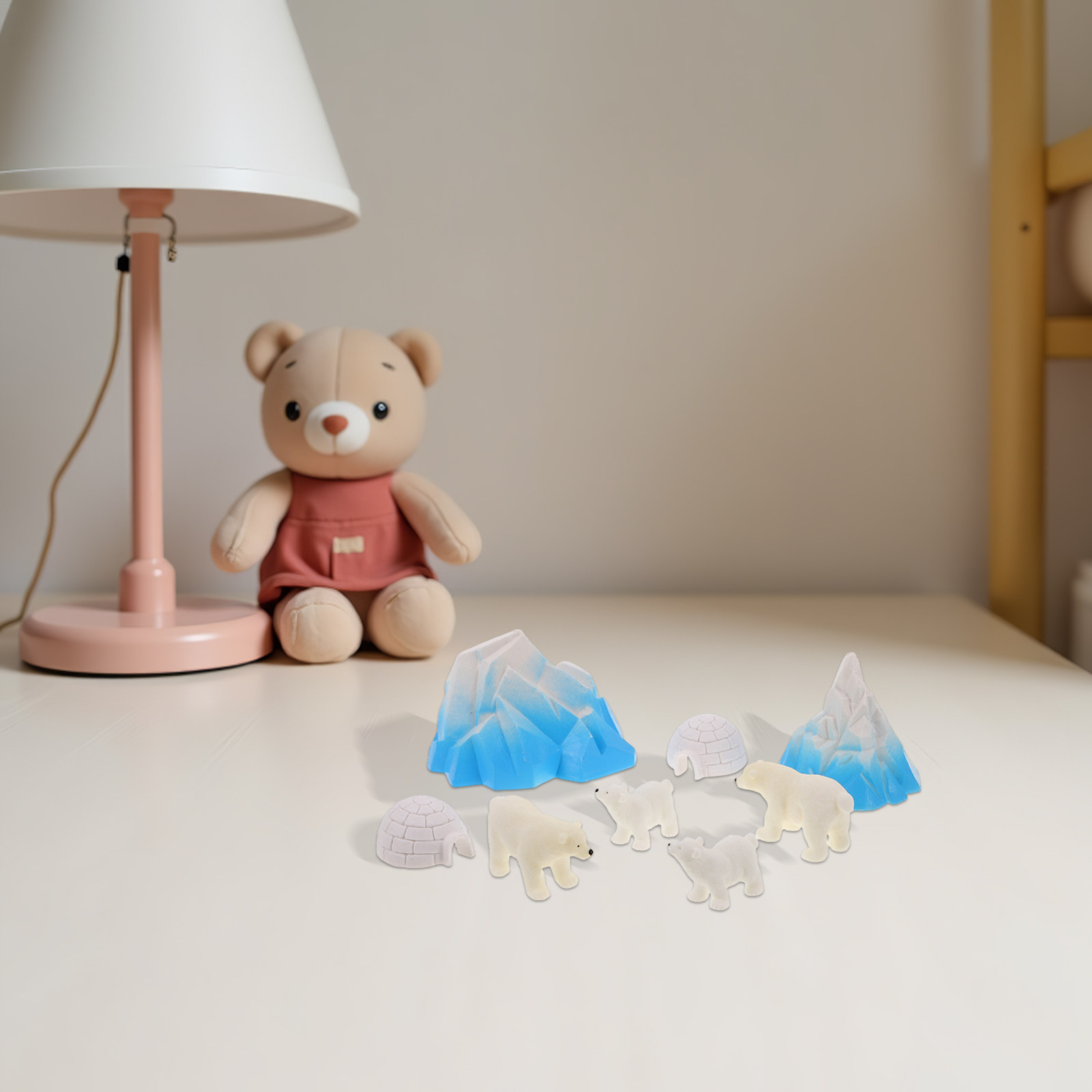 Resin Crafts - 8Pcs Mini Resin Beruang Kutub Diorama
