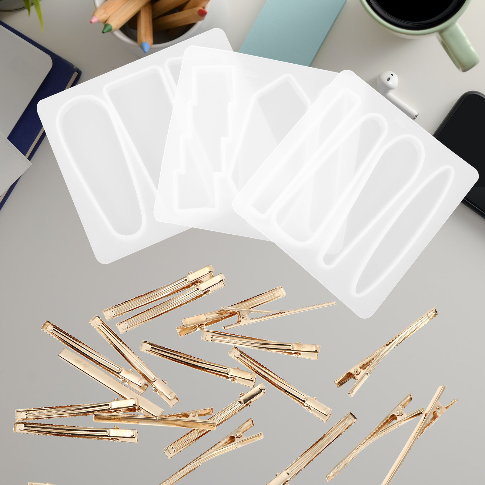 Resin Crafts Diy - 1Set Cetakan Jepit Rambut Silikon DIY