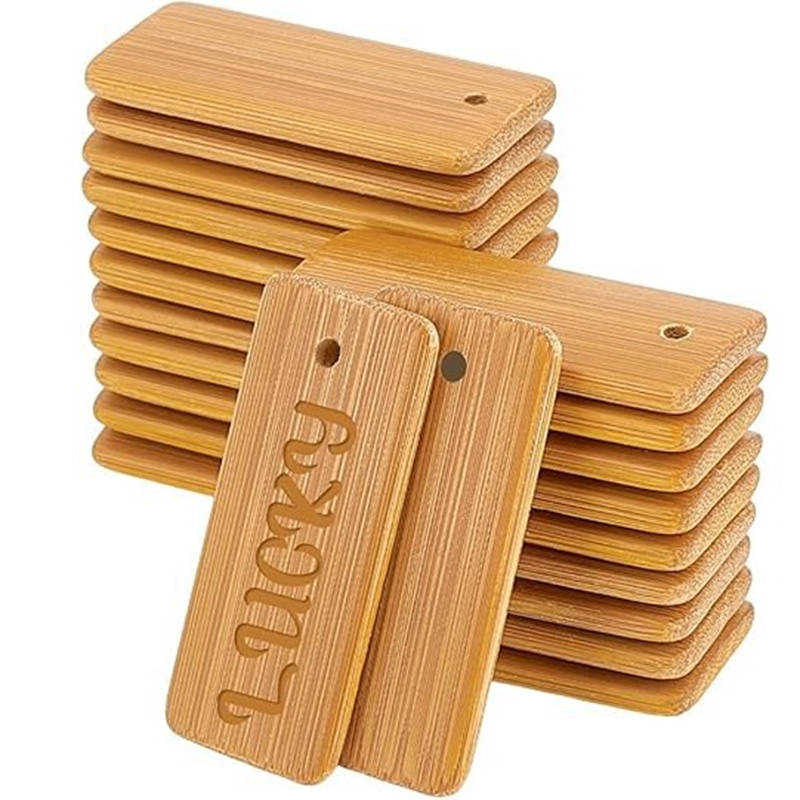 Wood Ring Blank - 50 buah gantungan kunci Tag kayu