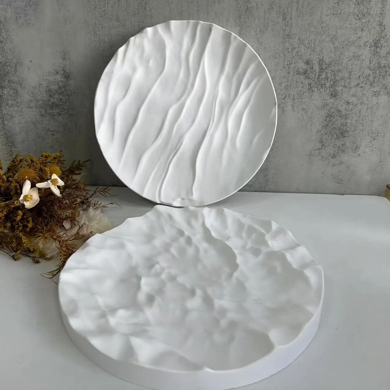 Coaster Mold Round - Cetakan silikon nampan bulat besar gelombang