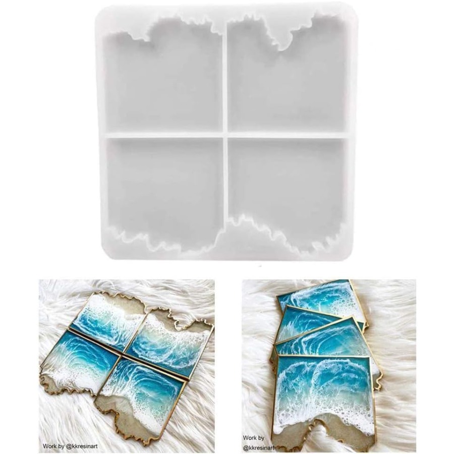 Resin Ocean Wave Mold - Cetakan Silikon Coaster Gelombang Laut, Cetakan