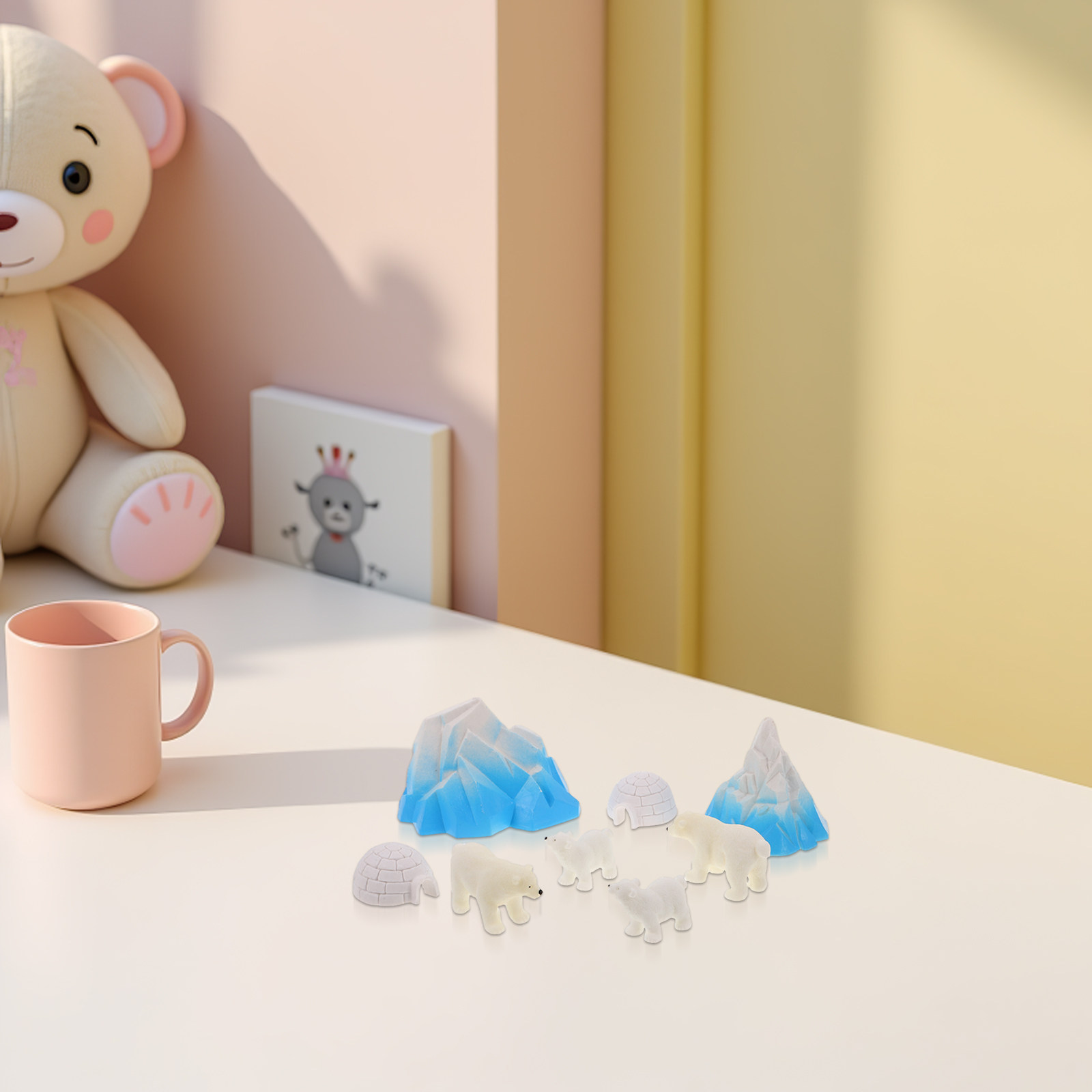 8Pcs Mini Resin Beruang Kutub  - Resin Crafts ulasan dan harga