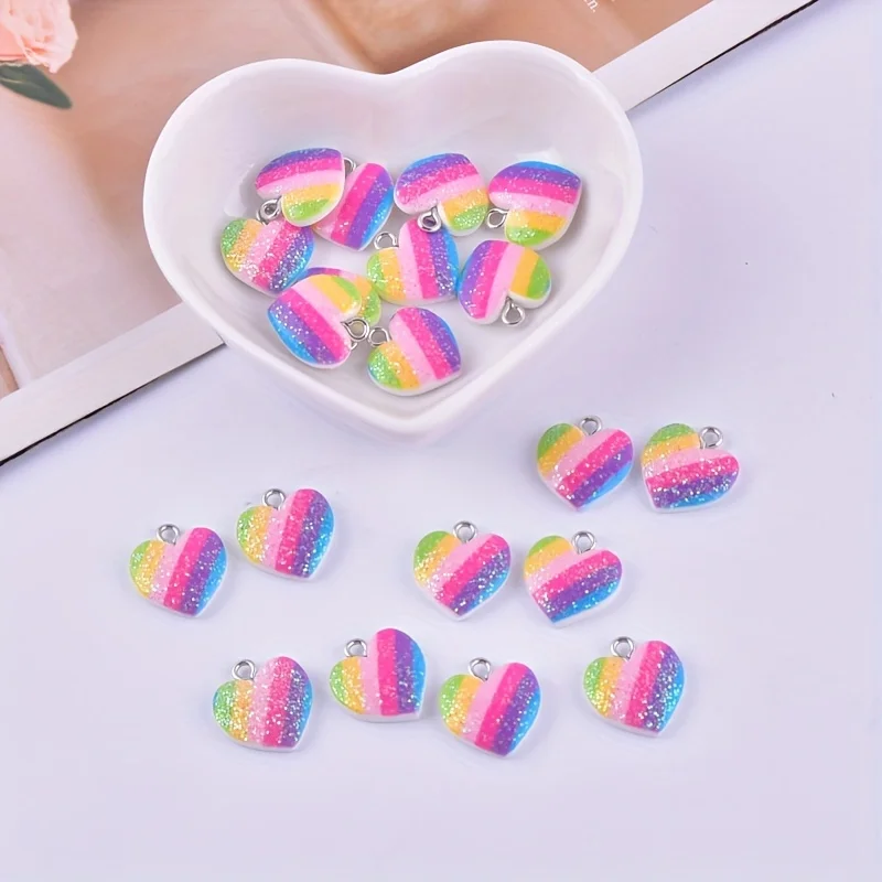 10 Buah Liontin Resin Hati War - Resin Crafts Diy ulasan dan harga