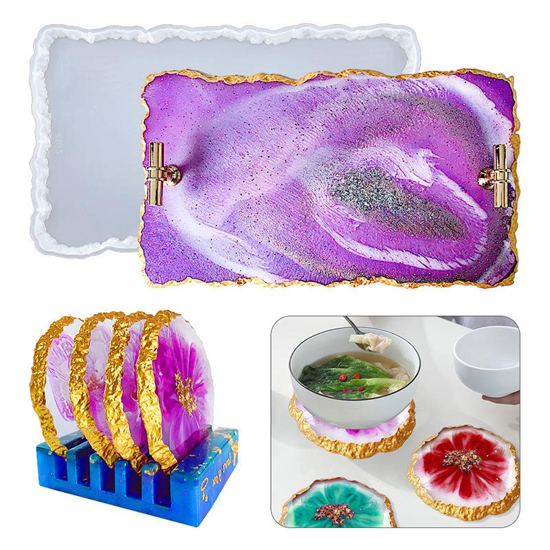DM413 Drusy Coaster Resin ceta - Serving Tray Mold ulasan dan harga